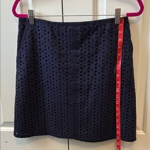 LOFT Navy Eyelet A-Line Skirt 18”